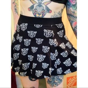 H&M Divided Black Cat Print Circle Skirt Size 10